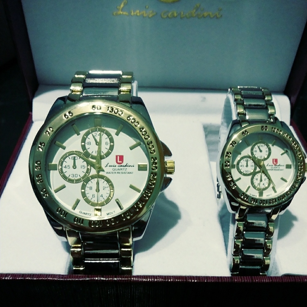 His&Hers Matching Luis Cardini Quartz MOVT Watches